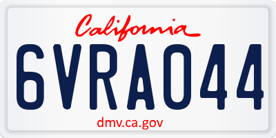 CA license plate 6VRA044