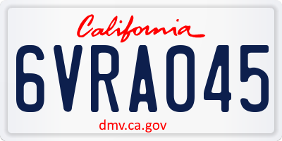 CA license plate 6VRA045