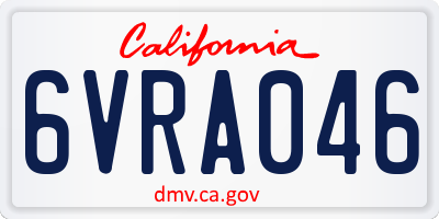 CA license plate 6VRA046