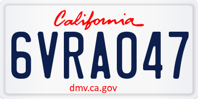 CA license plate 6VRA047