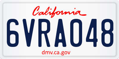 CA license plate 6VRA048