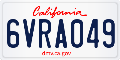 CA license plate 6VRA049