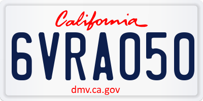 CA license plate 6VRA050