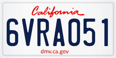 CA license plate 6VRA051