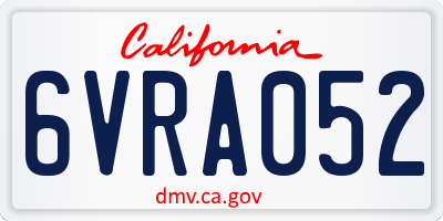 CA license plate 6VRA052