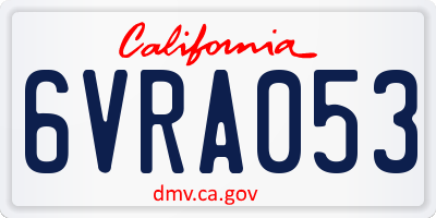 CA license plate 6VRA053