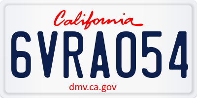 CA license plate 6VRA054
