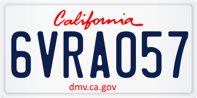 CA license plate 6VRA057