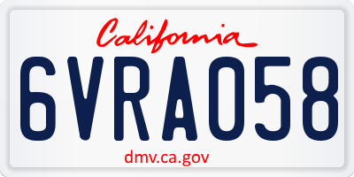 CA license plate 6VRA058