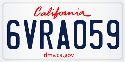 CA license plate 6VRA059