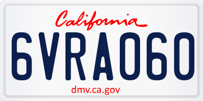 CA license plate 6VRA060