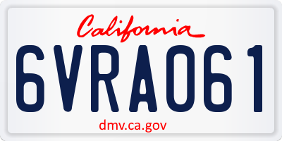 CA license plate 6VRA061