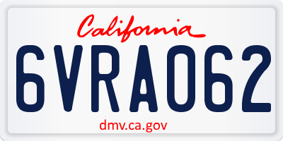 CA license plate 6VRA062