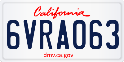 CA license plate 6VRA063