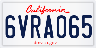 CA license plate 6VRA065