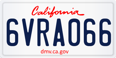 CA license plate 6VRA066
