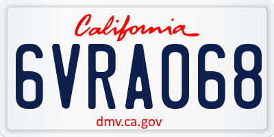 CA license plate 6VRA068