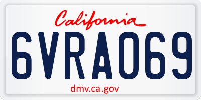 CA license plate 6VRA069
