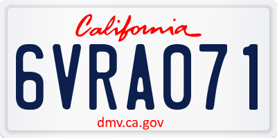 CA license plate 6VRA071