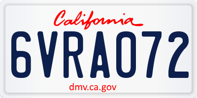 CA license plate 6VRA072