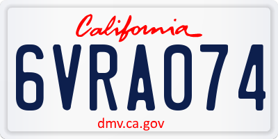 CA license plate 6VRA074