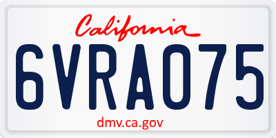 CA license plate 6VRA075