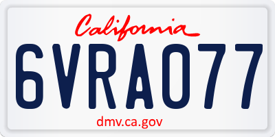 CA license plate 6VRA077