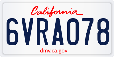 CA license plate 6VRA078