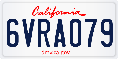CA license plate 6VRA079