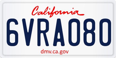 CA license plate 6VRA080