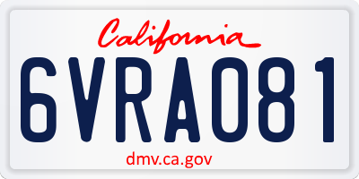 CA license plate 6VRA081