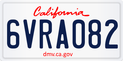 CA license plate 6VRA082