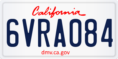 CA license plate 6VRA084
