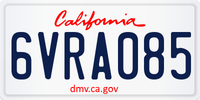 CA license plate 6VRA085