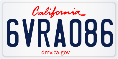 CA license plate 6VRA086