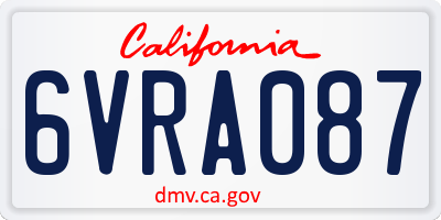 CA license plate 6VRA087