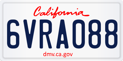 CA license plate 6VRA088