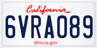 CA license plate 6VRA089