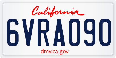 CA license plate 6VRA090