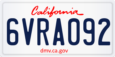 CA license plate 6VRA092