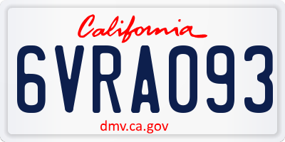 CA license plate 6VRA093