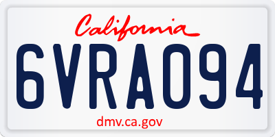 CA license plate 6VRA094