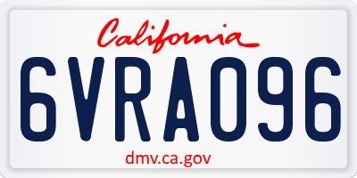 CA license plate 6VRA096