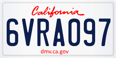CA license plate 6VRA097