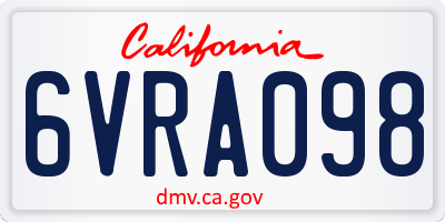 CA license plate 6VRA098