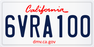 CA license plate 6VRA100