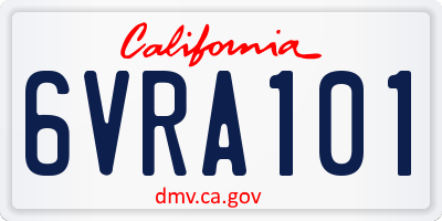CA license plate 6VRA101