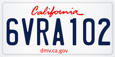 CA license plate 6VRA102