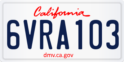 CA license plate 6VRA103