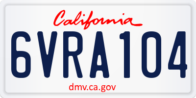CA license plate 6VRA104